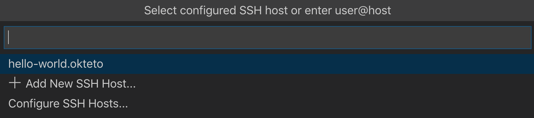 Select your remote development environment
